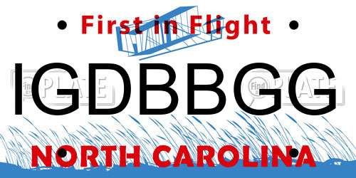 IGDBBGG North Carolina License Plate
