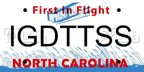 IGDTTSS North Carolina License Plate