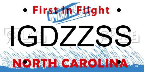 IGDZZSS North Carolina License Plate