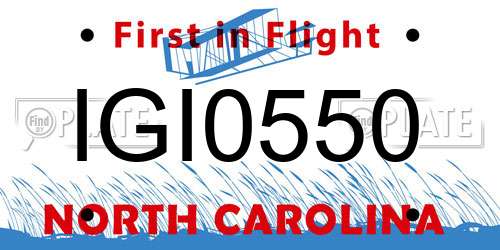 IGI0550 North Carolina License Plate