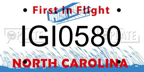 IGI0580 North Carolina License Plate
