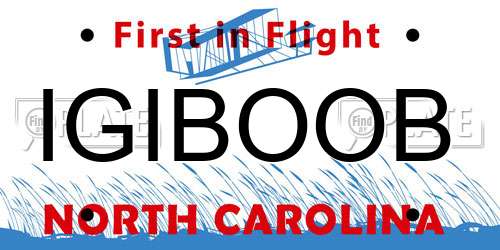 IGIBOOB North Carolina License Plate