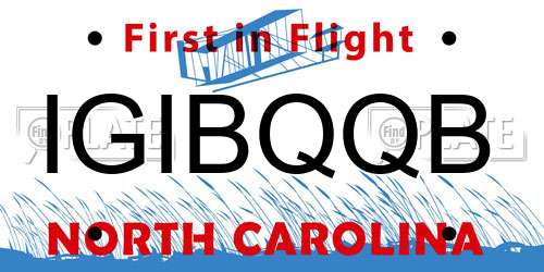 IGIBQQB North Carolina License Plate