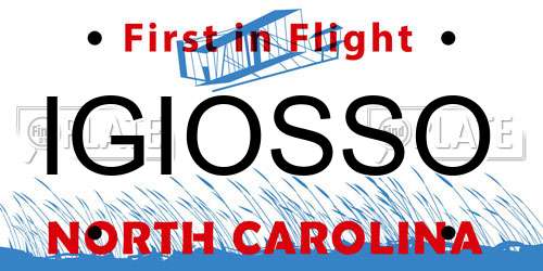 IGIOSSO North Carolina License Plate