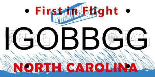 IGOBBGG North Carolina License Plate