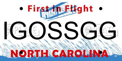 IGOSSGG North Carolina License Plate