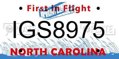 IGS8975 North Carolina License Plate