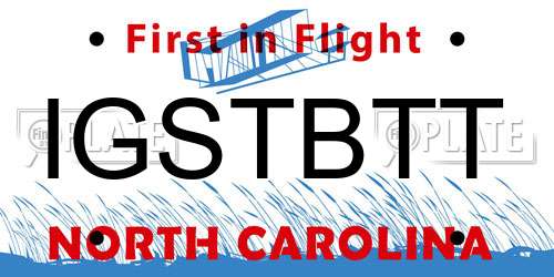 IGSTBTT North Carolina License Plate