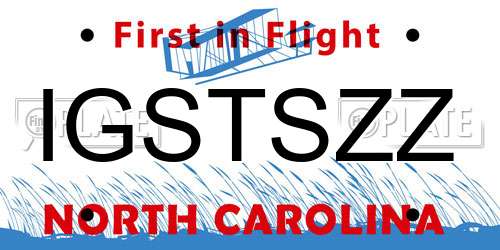 IGSTSZZ North Carolina License Plate