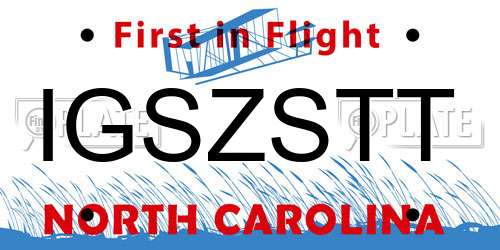 IGSZSTT North Carolina License Plate