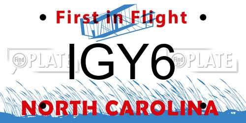 IGY6 North Carolina License Plate