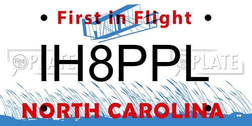 IH8PPL North Carolina License Plate