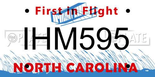 IHM595 North Carolina License Plate