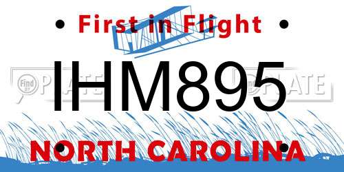 IHM895 North Carolina License Plate