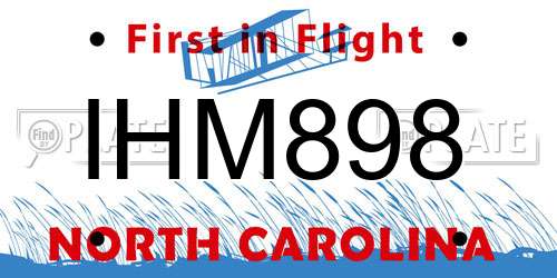 IHM898 North Carolina License Plate