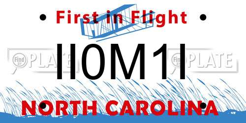II0M1I North Carolina License Plate