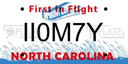 II0M7Y North Carolina License Plate