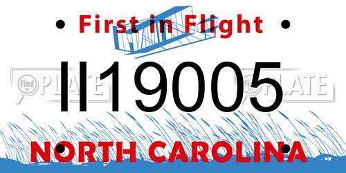 II19005 North Carolina License Plate