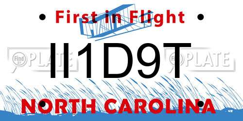 II1D9T North Carolina License Plate