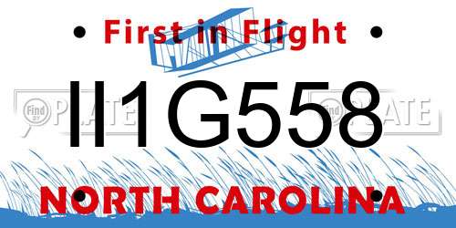 II1G558 North Carolina License Plate