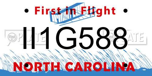 II1G588 North Carolina License Plate