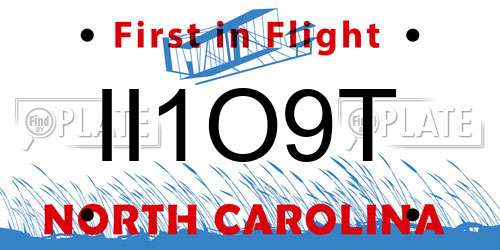 II1O9T North Carolina License Plate