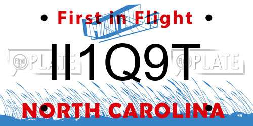 II1Q9T North Carolina License Plate