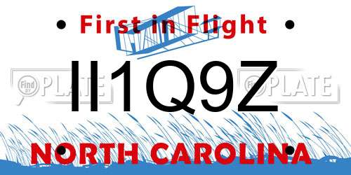 II1Q9Z North Carolina License Plate