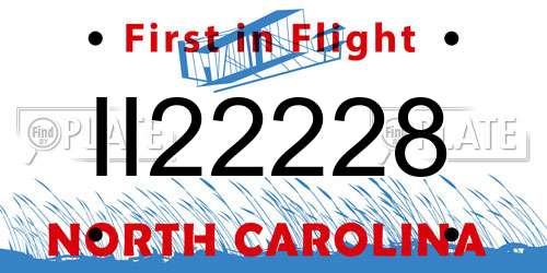 II22228 North Carolina License Plate