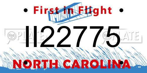 II22775 North Carolina License Plate