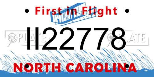 II22778 North Carolina License Plate