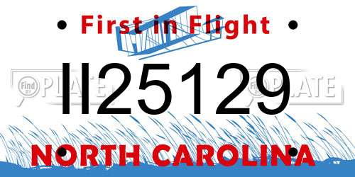 II25129 North Carolina License Plate