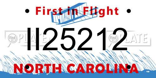 II25212 North Carolina License Plate