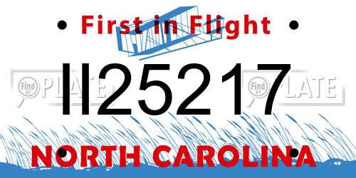 II25217 North Carolina License Plate
