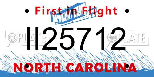 II25712 North Carolina License Plate
