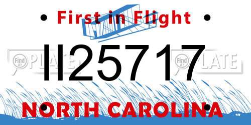 II25717 North Carolina License Plate