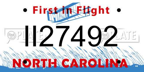II27492 North Carolina License Plate