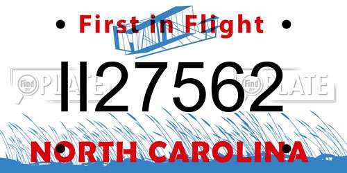 II27562 North Carolina License Plate