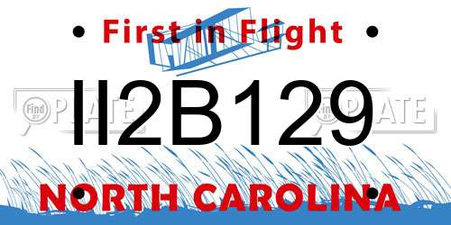 II2B129 North Carolina License Plate