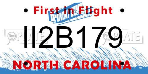 II2B179 North Carolina License Plate