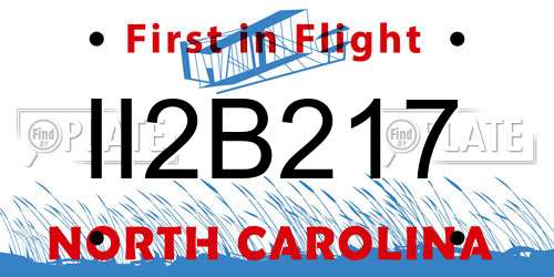 II2B217 North Carolina License Plate