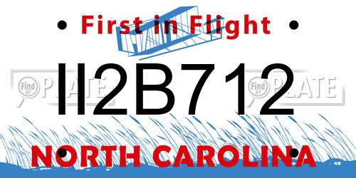 II2B712 North Carolina License Plate