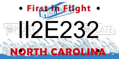 II2E232 North Carolina License Plate