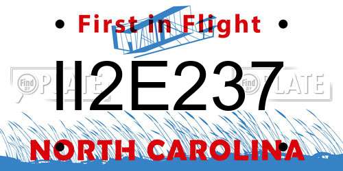 II2E237 North Carolina License Plate