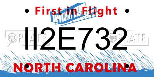 II2E732 North Carolina License Plate