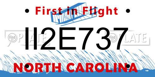 II2E737 North Carolina License Plate