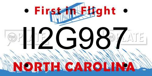 II2G987 North Carolina License Plate