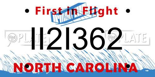 II2I362 North Carolina License Plate