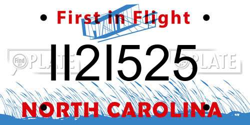 II2I525 North Carolina License Plate