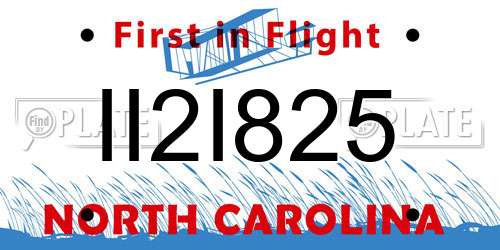 II2I825 North Carolina License Plate